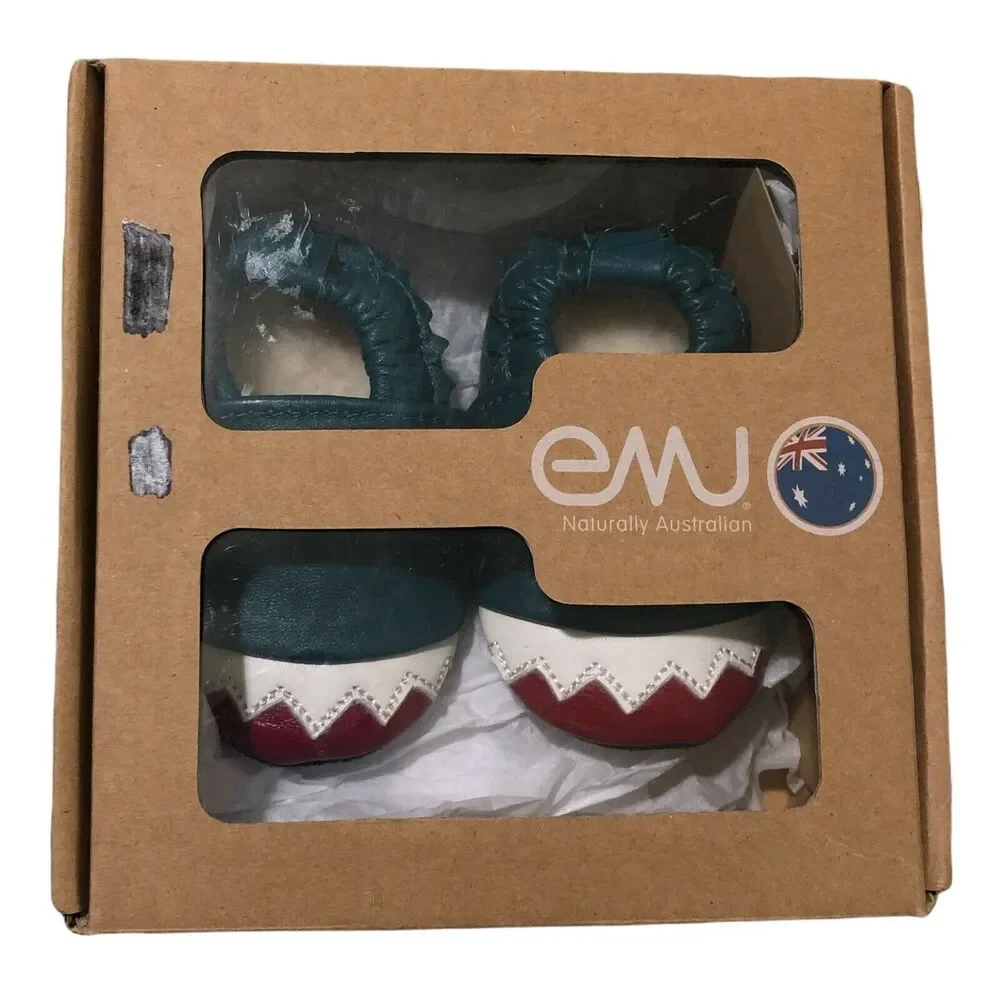 NIB‎ Emu Australia Little Grubs Crocodile Leather Sheepskin Moccasin 0-6 Months